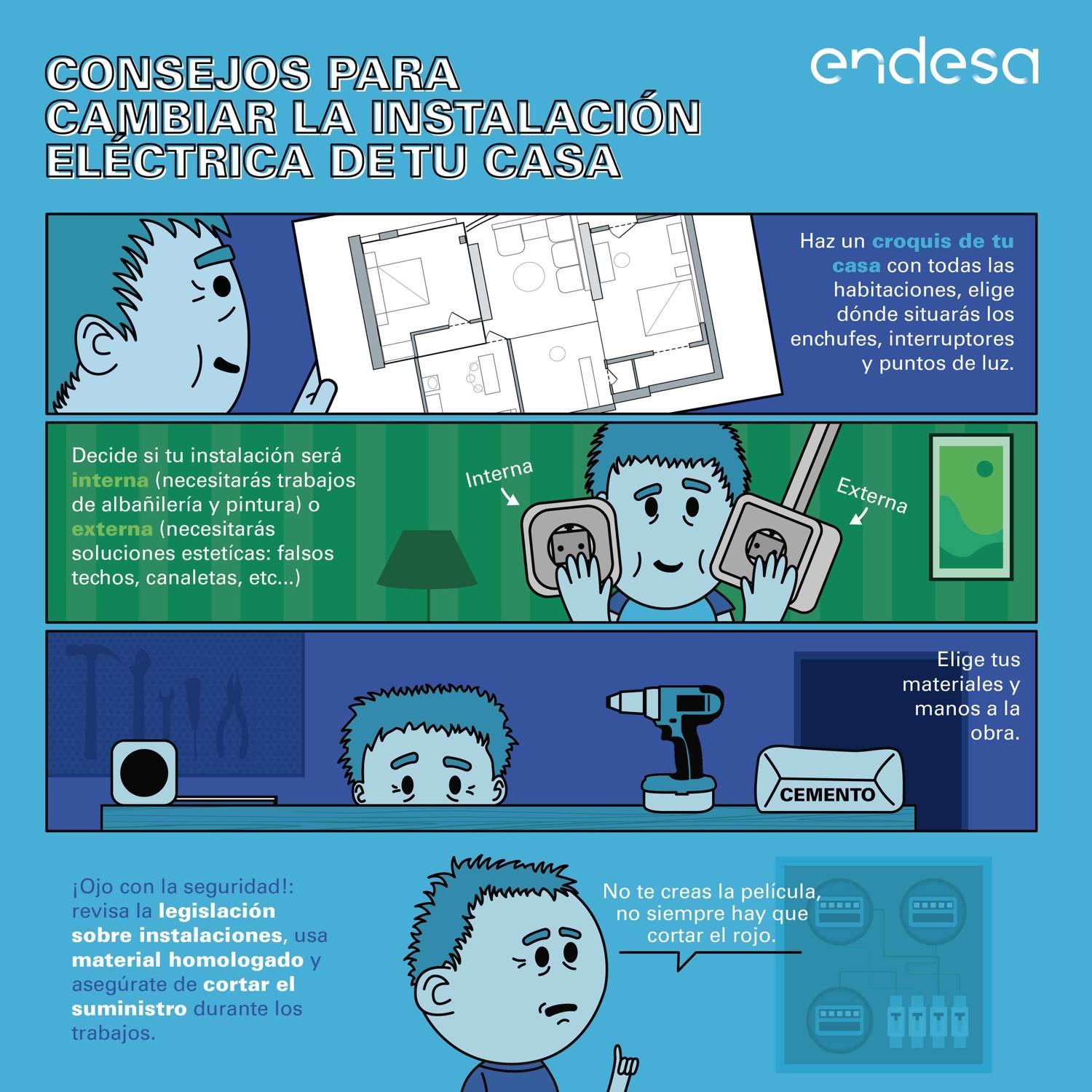 Infografía: consejos para cambiar la instalación eléctrica de tu casa